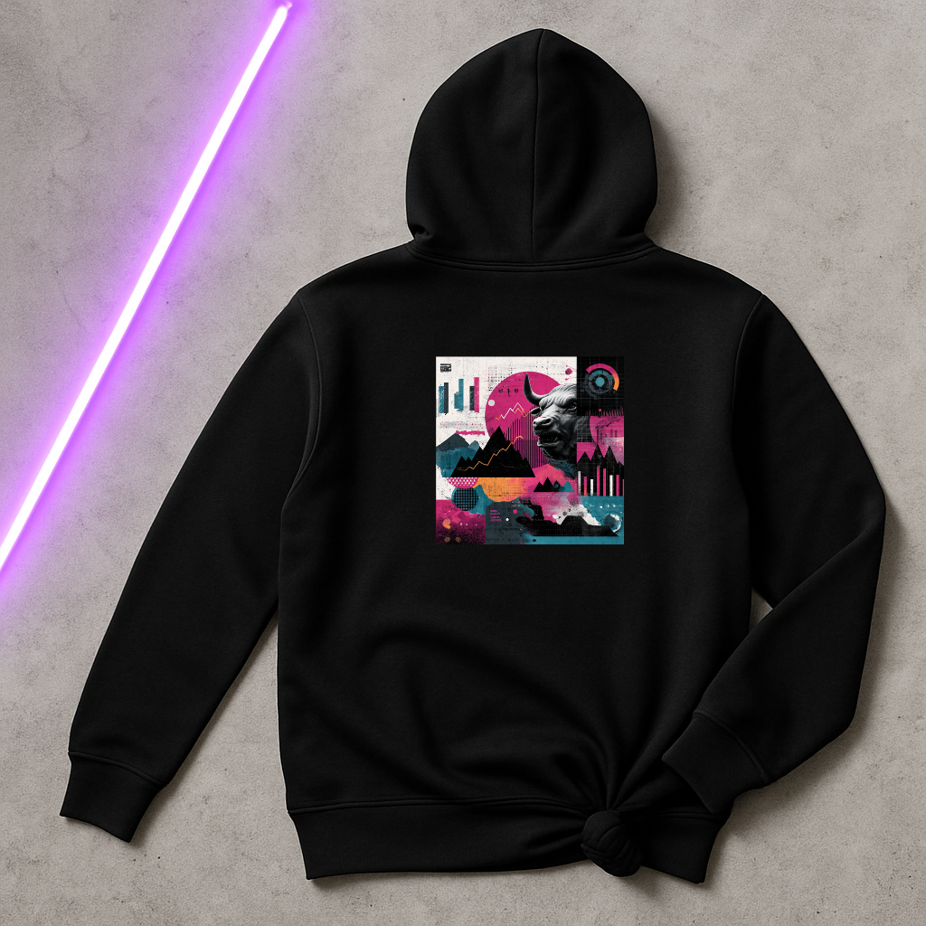 Abstract Bull Market Hoodie – Modern Trader Sweatshirt for Crypto & Stock Market Enthusiasts