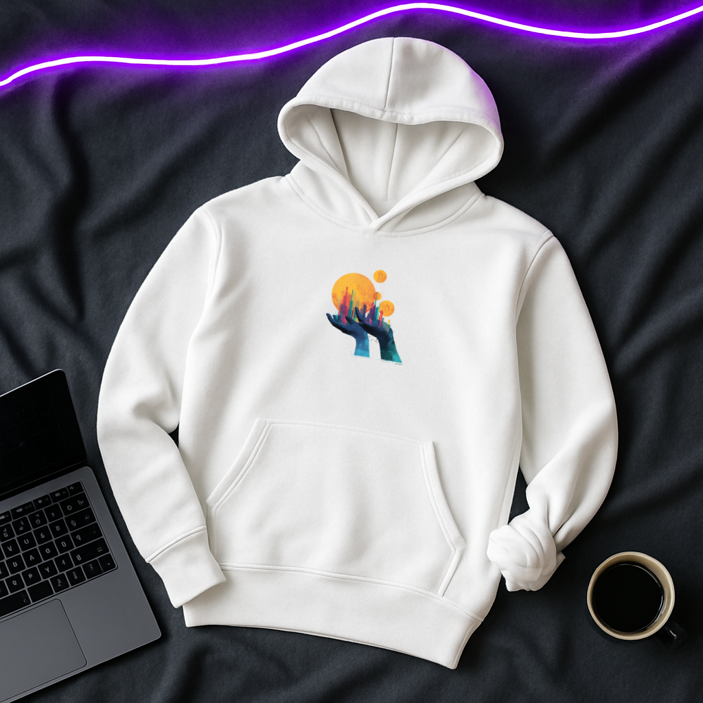 Bitcoin Sunrise Hoodie – Modern Crypto Trader Sweatshirt for Blockchain Enthusiasts
