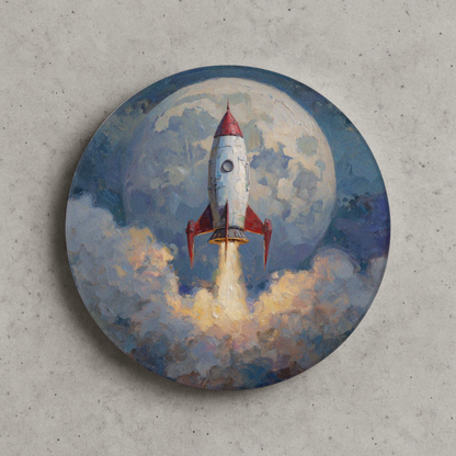 To the Moon Ceramic Coaster – Space-Inspired Crypto Art Decor for Traders & Dreamers