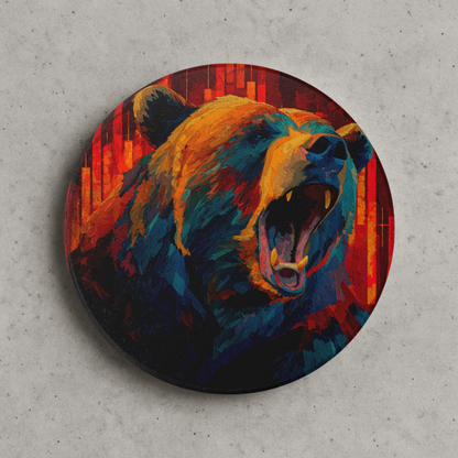 Bear Market Ceramic Coaster – Bold Trading Art Decor for Investors & Market Enthusiasts